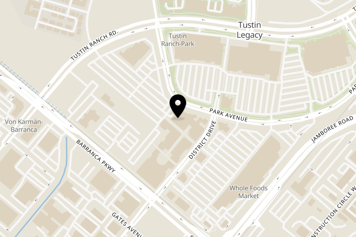 Map showing the location of Prego Restaurant on 2409 Park Ave in Tustin